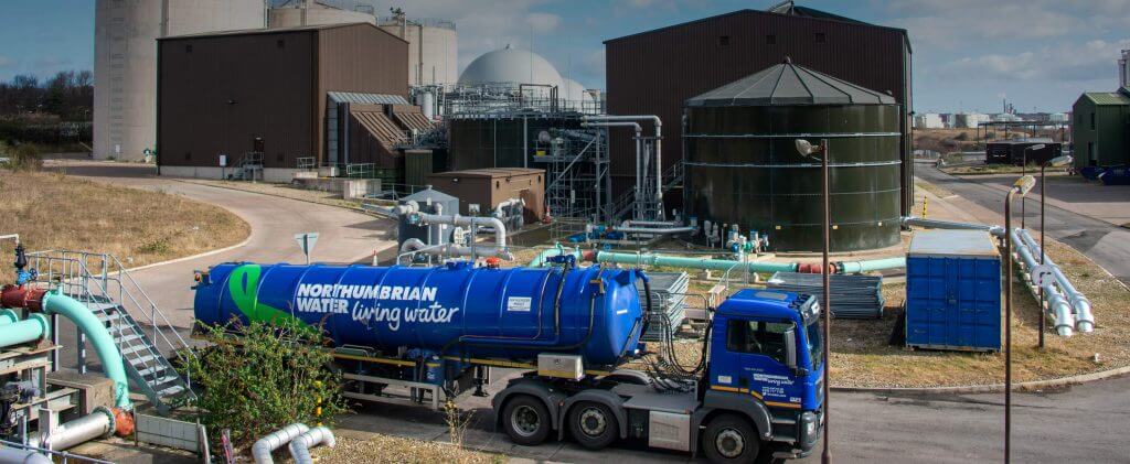 Total Water Solutions. Northumbrian Water tankers sat outside of the Howdon site.
