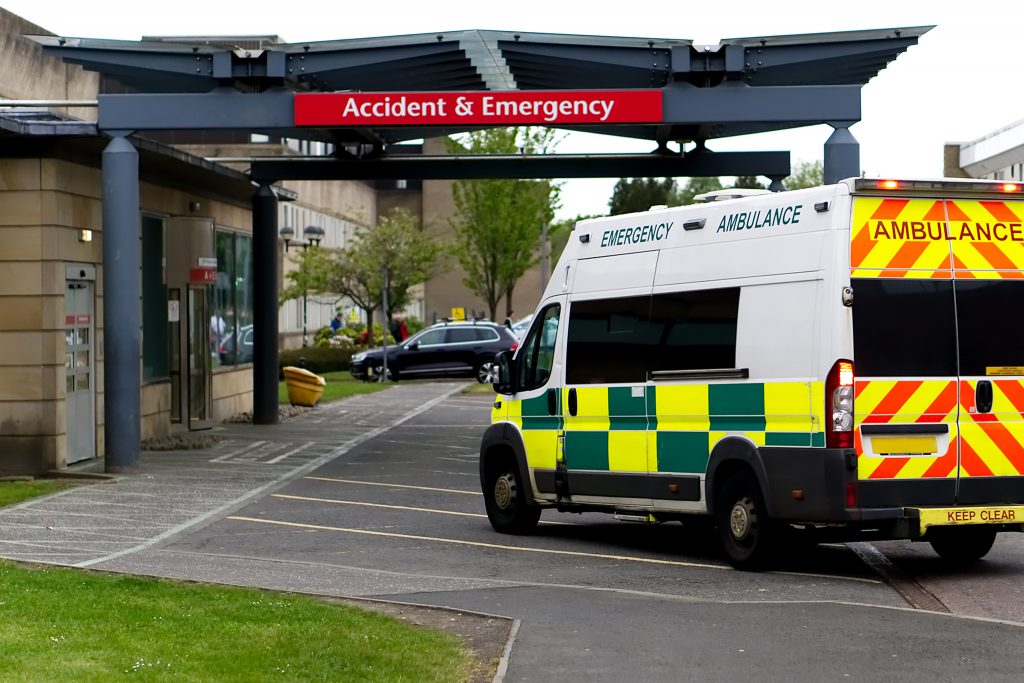 Ambulance sat outside of A & E in Sunderland